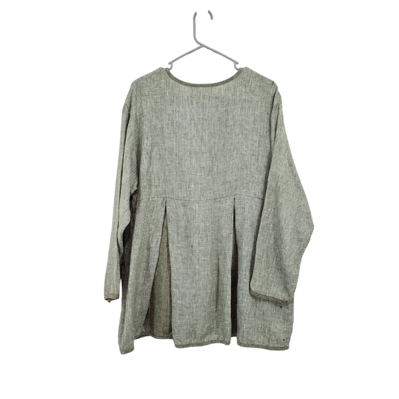 Aly Wear Women's 100% Linen Houndstooth Button Front Top Lagenlook- M - Picture 6 of 8